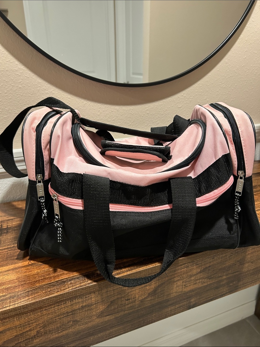 Pink and Black Duffel Bag Travel or Gym Bag
